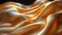 Flowing golden silk fabric with smooth waves and luxurious texture creates elegant abstract background for premium design projects and fashion concepts.