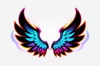 Vibrant symmetrical wings in neon colors with black accents on white background, perfect for logo design, tattoo art or fashion prints. Isolated graphic element.