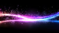 Glowing wave of pink and blue light particles flowing on dark background with sparkling effects and magical energy stream for abstract designs.