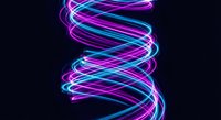 Vibrant neon light trails creating dynamic spiral motion with electric blue and magenta colors against dark background for modern digital designs.