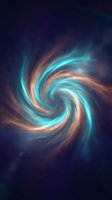 Glowing spiral vortex with swirling cyan and orange energy streams against a dark starry background, suitable for science fiction, cosmic, and abstract design projects.
