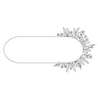 Elegant oval frame with delicate botanical leaves and branches outline design for wedding invitations, greeting cards, and decorative projects.