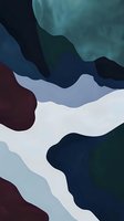 Abstract organic shapes in muted teal, navy, burgundy and white create flowing composition with curved lines and layered elements for modern wall art and textile design.