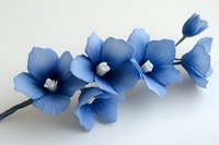 Delicate blue hibiscus flowers arranged in elegant composition on white background, isolated floral design element for creative projects and decorative use.