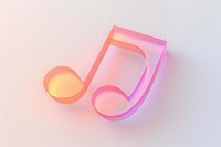 Glowing pink and orange musical note symbol on soft gradient background with subtle shadows creates modern minimalist design element for music apps and media.