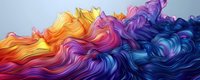 Vibrant rainbow colored flowing waves with smooth gradients transitioning from warm orange and yellow to cool purple and blue tones for creative design projects.