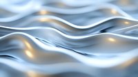 Smooth metallic silver waves with golden light reflections create dynamic flowing surface pattern. Abstract luxury background for modern design projects.