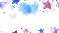 Delicate watercolor stars in pink and blue scattered across white background, creating dreamy celestial pattern for nursery decor and celebration designs.