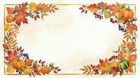 Autumn harvest frame with fall leaves, pumpkins, and berries on cream background. Isolated design element suitable for invitations, cards, and seasonal projects.