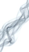Abstract gray smoke swirls flowing gracefully on white background creating elegant wispy patterns for modern design projects and artistic compositions.