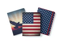Patriotic notebook collection featuring stars and stripes design, ideal for stationery, back-to-school supplies, office organization and promotional merchandise.