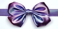Elegant purple satin bow with shimmering finish isolated on white background, ready for gift wrapping or hair accessories.