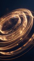 Glowing golden binary code rings spiral in dark space, forming a futuristic digital vortex for technology, AI, and data concepts.