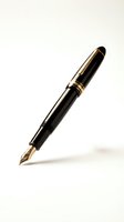Luxury fountain pen with black barrel and gold accents, isolated on white background. Elegant writing instrument for business, education, and professional correspondence.