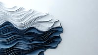 Abstract layered paper waves in white and blue gradient creating elegant profile silhouette shape, modern minimalist art composition on light background.