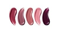Cosmetic lipstick swatches in various pink and burgundy shades isolated on white background for makeup and beauty product design applications.