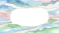 Watercolor abstract landscape with flowing organic shapes in pastel colors and white oval space for text or design elements.
