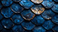 Metallic blue and bronze dragon-like scales create dramatic pattern with rich texture and depth. Macro photography reveals intricate details for fantasy designs.