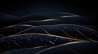 Elegant dark waves with golden light trails and sparkles on black background create luxurious abstract pattern for modern design projects and presentations.