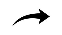 Black curved arrow pointing right on white background isolated for graphic design and presentation use.