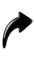 Curved black arrow pointing upward right, isolated on white background. Suitable for web design, user interface, directional graphics, and digital applications.