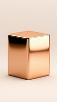 Metallic rose gold cube with smooth reflective surface on neutral background, modern minimalist design element for luxury branding and abstract compositions.