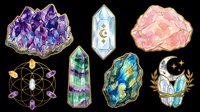 Amethyst crystal cluster isolated on transparent background, ready for t-shirt design, clipart, stickers, sublimation and print-on-demand products.