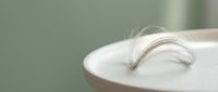 Close-up of delicate eyelashes resting on white cosmetic cream or moisturizer product. Skincare, beauty treatment, and cosmetics concept for makeup and personal care applications.