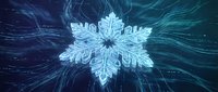 Glowing blue snowflake with intricate crystalline patterns radiating energy beams on dark background for winter holiday designs and seasonal decorations.