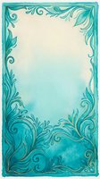 Turquoise ornamental frame with flourishing botanical scrollwork and swirling leaf motifs on cream background, isolated on transparent backdrop, ready for invitations, cards, and design projects.