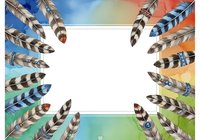 Isolated feathers arranged in a colorful circle around white copy space, perfect for design projects, invitations, posters, and creative layouts.