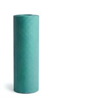 Teal yoga mat rolled up on white background isolated for fitness exercise workout meditation pilates stretching home gym equipment design use.