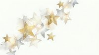 Golden and silver metallic stars floating on white background creating elegant festive decoration for celebrations and awards ceremonies.