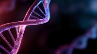 Glowing pink and blue DNA helix strand on dark background illustrates genetic research, biotechnology, and medical science advancement in modern laboratory.