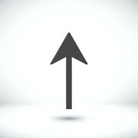 Dark gray arrow pointing upward on white background with shadow, isolated symbol for business growth and direction concepts.