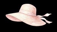 Elegant wide-brimmed straw hat in soft pink with ribbon bow, isolated on transparent background. Ready for t-shirt designs, clipart, stickers, print-on-demand products, and sublimation projects.
