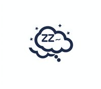 Comic style sleep bubble with ZZ letters and stars in navy blue color on white background, isolated design element for sleep and rest concepts.