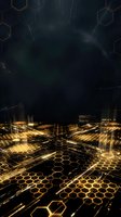 Futuristic digital landscape with glowing golden hexagonal grid pattern and interconnected network lines on dark background, representing technology, data flow, artificial intelligence, and innovation concepts.