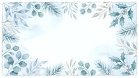 Watercolor botanical frame with eucalyptus, fern, and foliage branches in soft blue and gray tones on white background, ideal for wedding invitations and greeting cards.