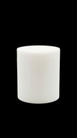 White cylindrical pillar candle isolated on transparent background, ready for design use on t-shirts, stickers, print-on-demand products, sublimation, and digital crafts.