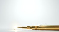 Brass telescope or spyglass isolated on white background, vintage optical instrument for astronomy and navigation design projects.
