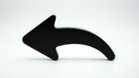 Black curved arrow pointing left isolated on white background for graphic design projects and presentations.