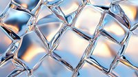 Macro view of metallic mesh pattern with diamond shaped cells reflecting light and creating glossy geometric texture. Abstract industrial background.