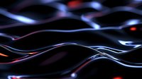 Glowing wavy lines in dark background create abstract futuristic pattern with blue and red neon lights, dynamic flowing motion effect for technology designs.