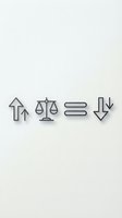Business icons set with arrows, scales, menu and download symbols on white background for web design and applications.