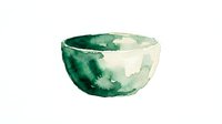 Watercolor ceramic bowl in soft green and cream tones, isolated on white background. Suitable for home decor, kitchenware design, tableware packaging, and interior styling projects.