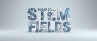 STEM fields text with geometric pattern fill on white background for educational technology and science career promotion materials.