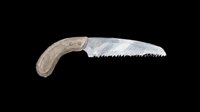 Folding saw with wooden handle isolated on transparent background, ready for clipart, print-on-demand products, t-shirt designs, stickers, and sublimation projects.