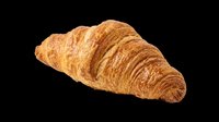 Golden flaky croissant isolated on transparent background, ready for bakery menus, stickers, t-shirt design, print on demand, and food clipart projects.