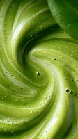 Swirling green smoothie texture with bubbles and natural organic pattern creates dynamic abstract background for healthy lifestyle and wellness designs.